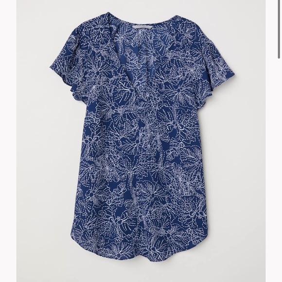 H&M Floral Constellation Galaxy Flutter Sleeve Blouse - Picture 5 of 5